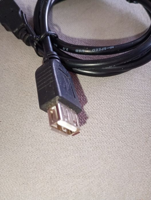 kabel przewód przedłużacz USB A długość 1m czarny nowy