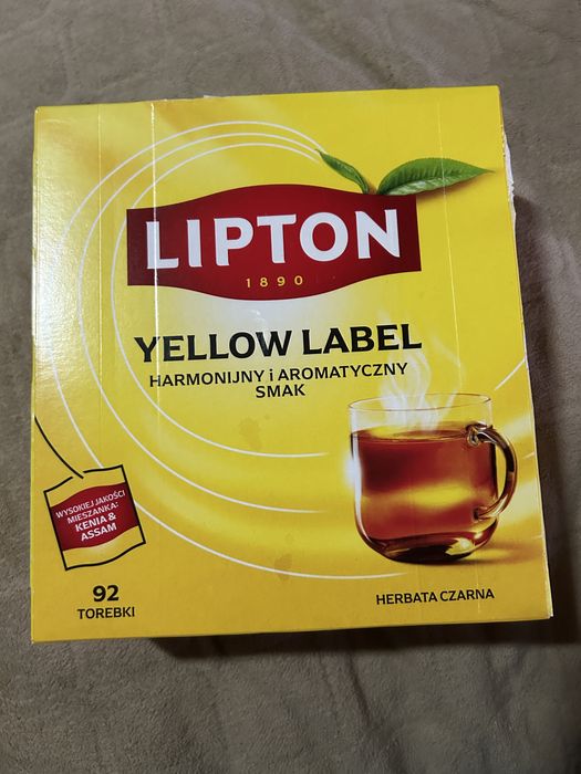 Чорний чай Lipton Yellow Label у пакетиках, чай Ліптон 92 пакетика