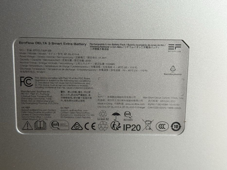 EcoFlow Delta 3 Extra Battery