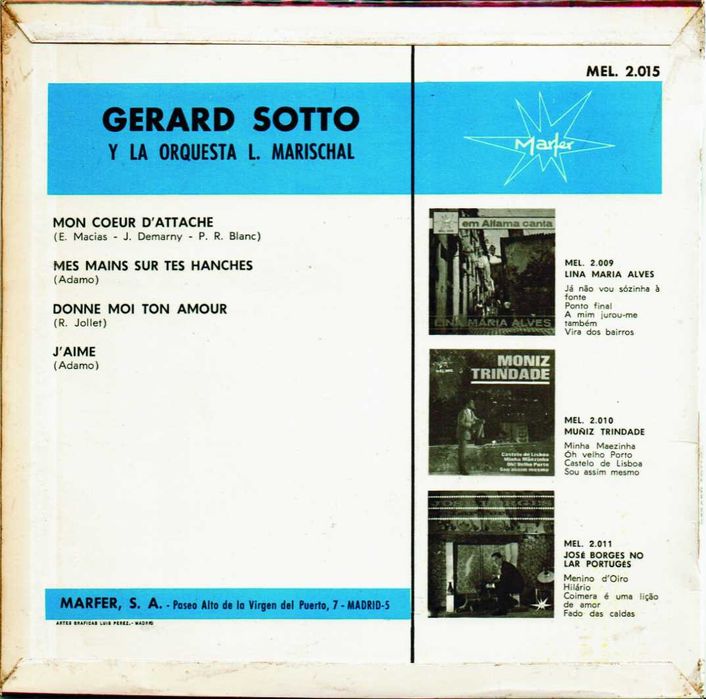 Gerard Sotto ‎– Mon Coeur D'Attache / Mes Mains Sur Tes Hanches + 2