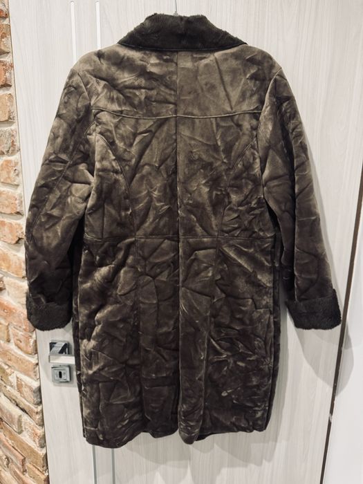 Płaszcz futerko kożuszek brązowe czekoladowe marszczone 46-48