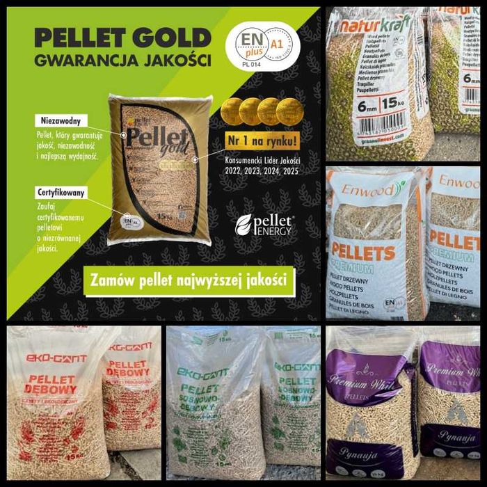 Pellet drzewny, iglasty, dębowy- jakość Gold, certyfikat