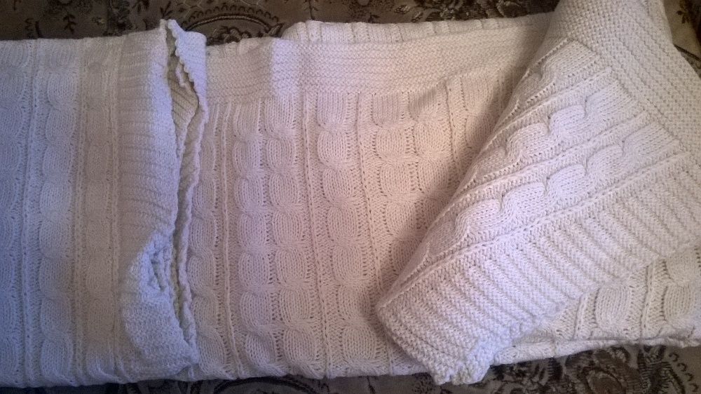 Вязаное покрывало на кровать из хлопка
