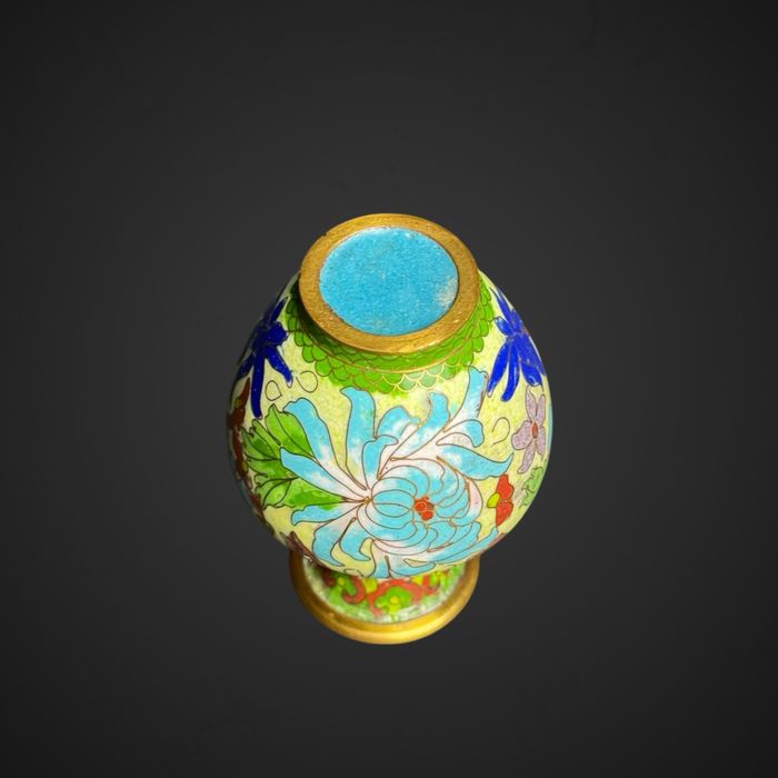 Wazonik wazon emalia cloisonne kolorowe kwiaty B51/082322