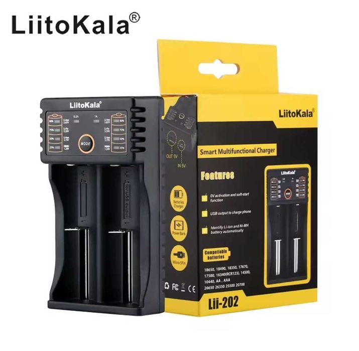 зарядка акумулятор 18650 liitokala lii 202 літокала