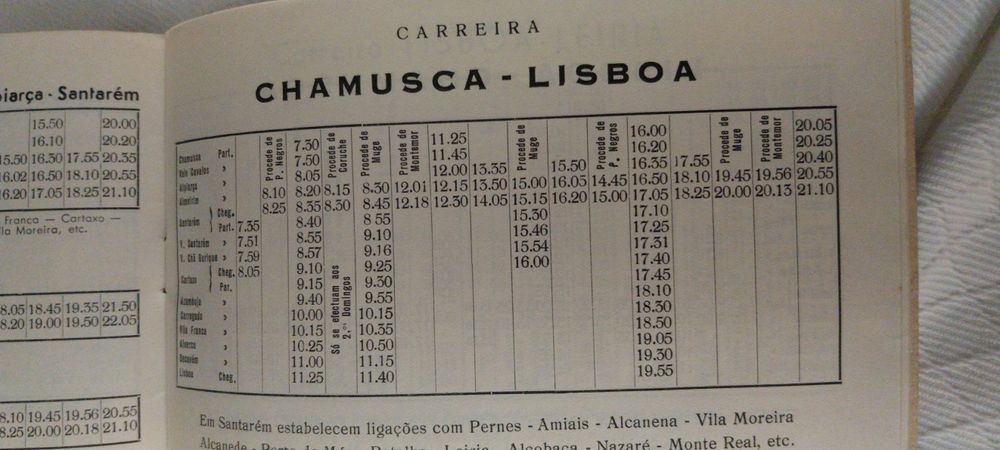 Horário  geral de camionagem Ribatejana de 1956