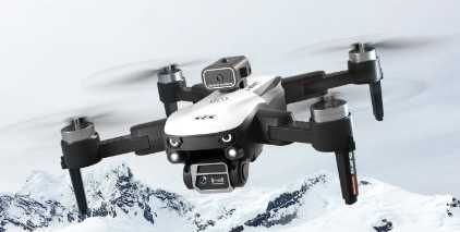 Drone dobrável para fotografia aérea de lente dupla, evita obstáculos