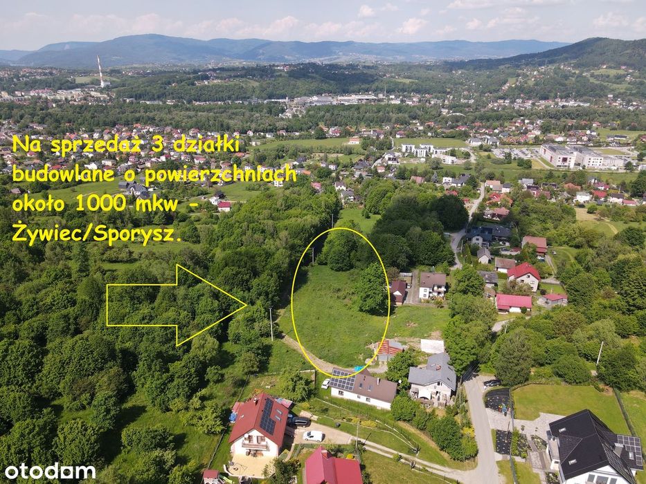 Sprzedam 3 działki budowlane o powierzchniach 1000 mkw-Żywiec/Sporysz.