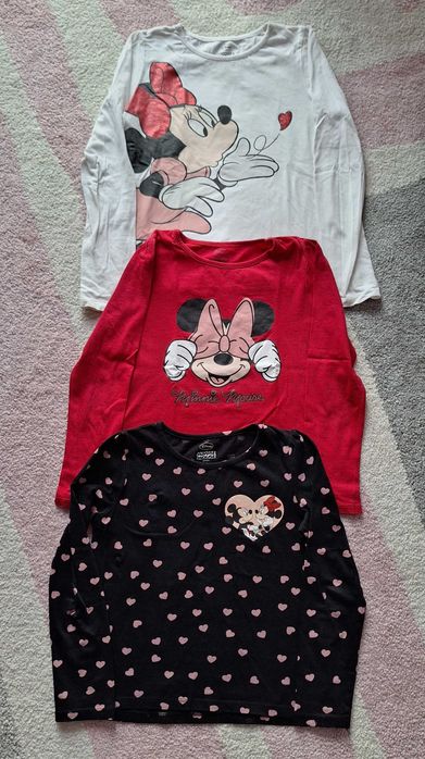 Trzypak koszulki bluzki H&M Myszka Minnie