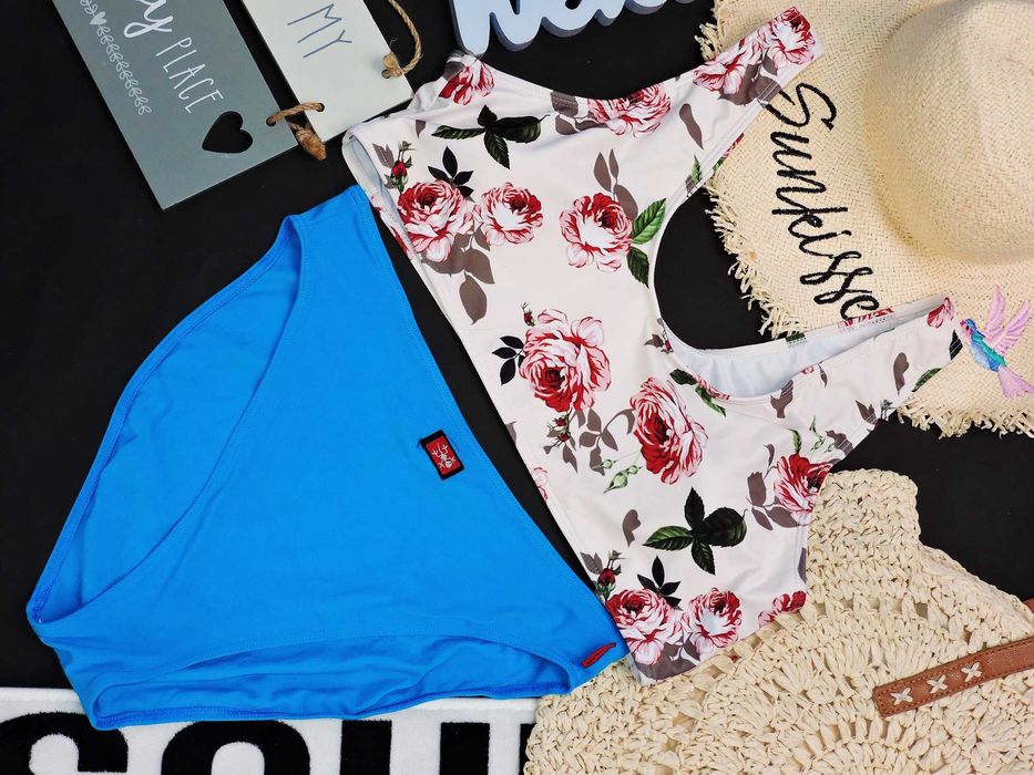 Shein Strój kąpielowy wysoki stan kwiaty top XL