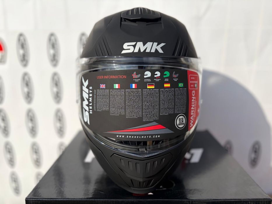Kask motocyklowy szczekowy SMK Gullwing czarny rozmiar M, Bledna,ECE06
