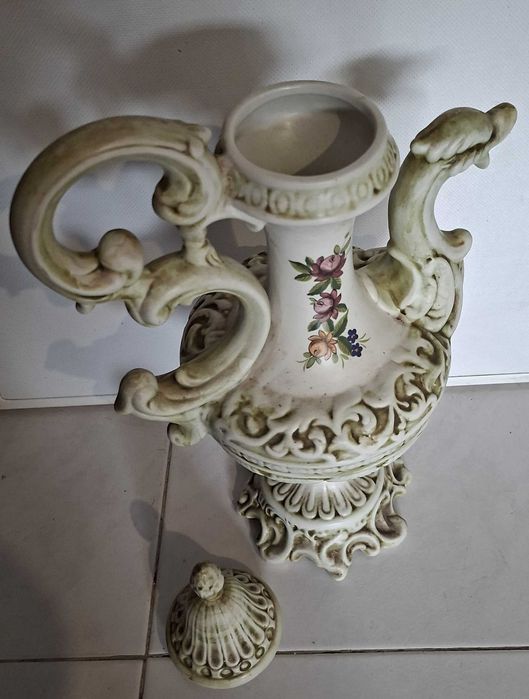 Soberbo Jarrão de Cerâmica, antigo, pintado à mão - 50cm