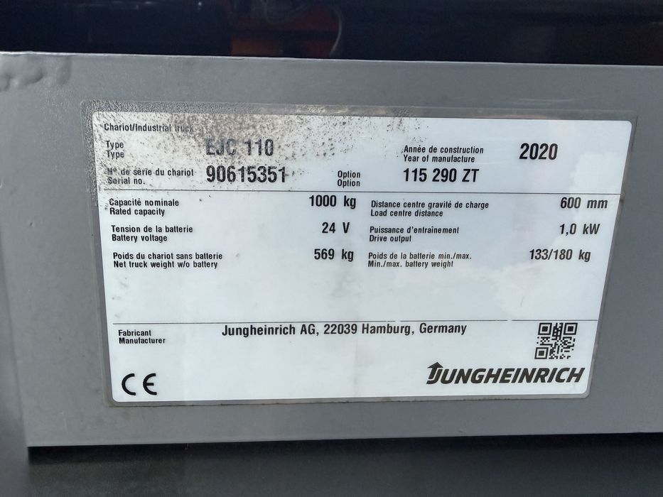 Електричний штабелер Jungheinrich EJC 110 Li-ion 290ZT  ідеальне рішення для вузьких проходів та високої інтенсивності.