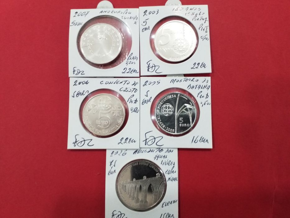 Moedas portuguesas euros.