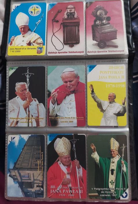 Karty kolekcjonerskie telefoniczne Jan Paweł 2 oraz inne kilka albumów