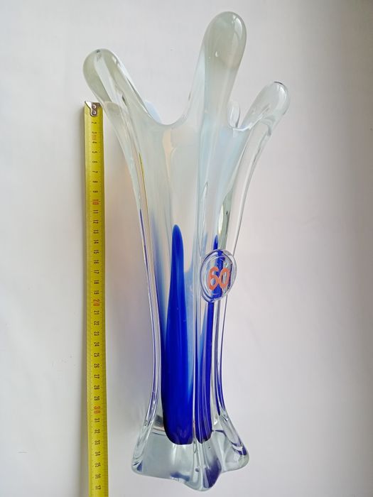 Подарок  на 60 летний юбилей стекляная ваза  ручной работы