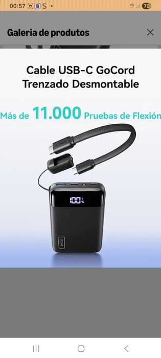 Mini Powerbank INIU,  20.000mAh, para telemóvel e portátil.