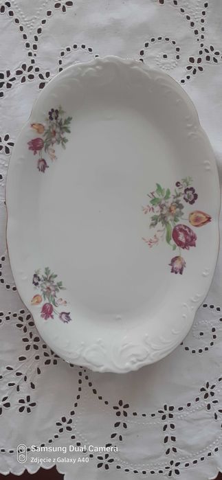 Stary, owalny talerz do serwowania - firma Wawel 33cm