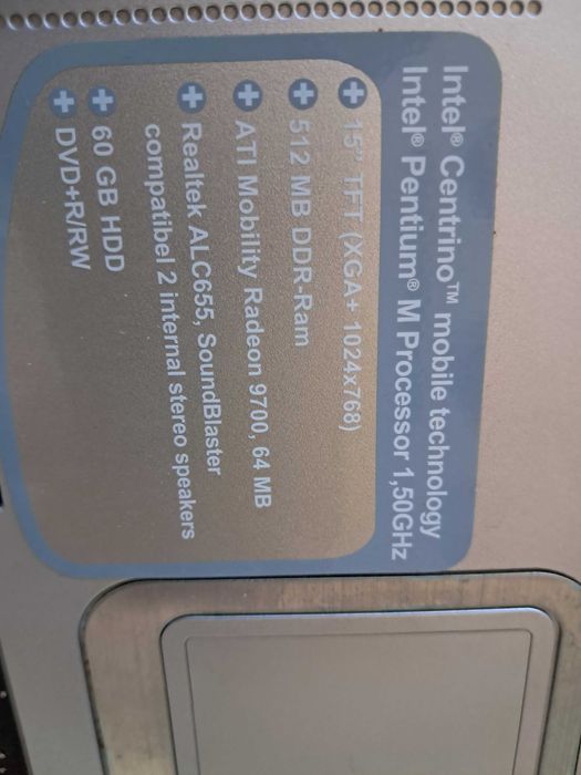 Portátil Gericom EGO 1560 XL DVD+RW