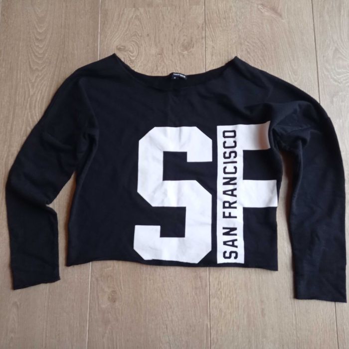Tally Weijl bluza crop top czarny z nadrukiem San Francisco r.M