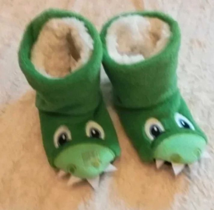 Fato de t-rex e pantufa