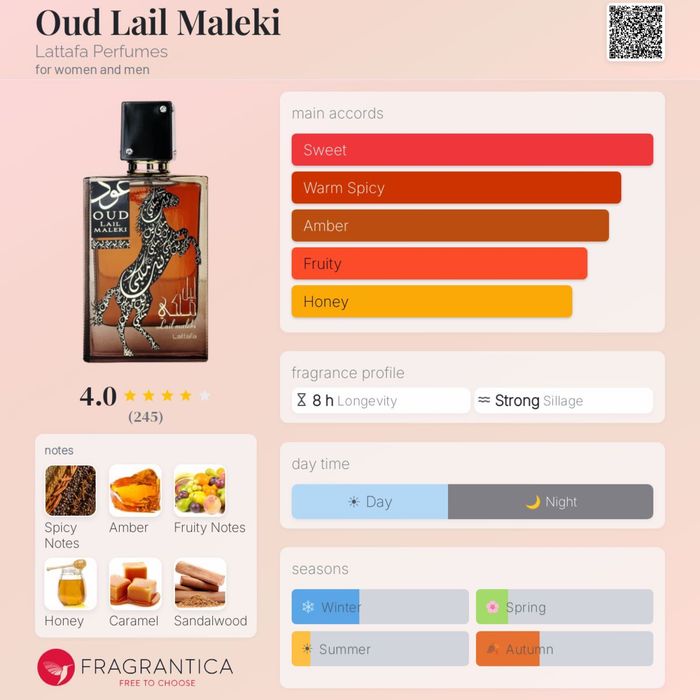 Perfume lattafa oud lail maleki