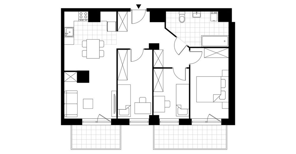 4-pokojowe mieszkanie 62m2 + 2 balkony