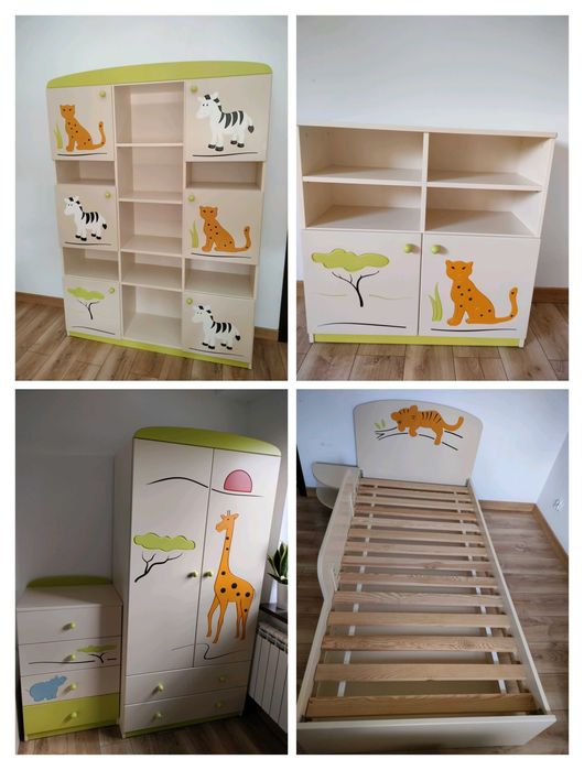 Meble dziecięce Meblik, łóżko, komoda x2, szafa.