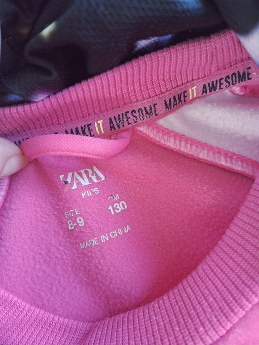 134cm, Zara różowa bluza z kapturem, dziewczęca bluza