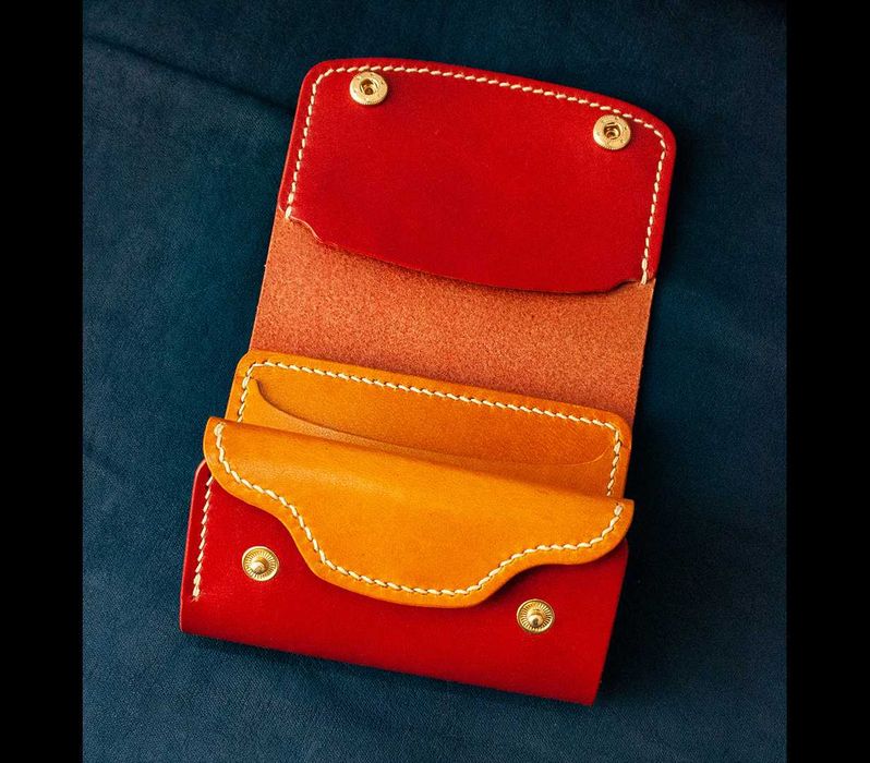 Необычный женский красный кошелек из натуральной итальянской кожи