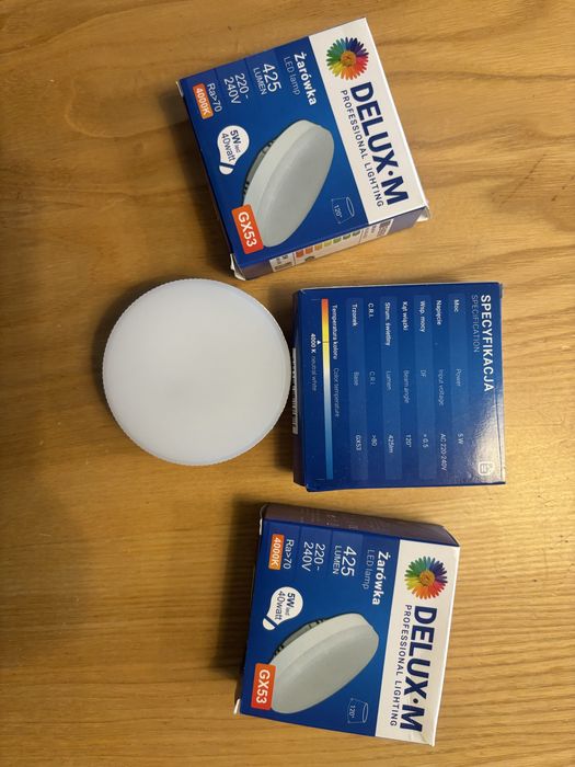 Żarówka GX53 LED 3 szt. 5W barwa neutralna 4000K NOWA