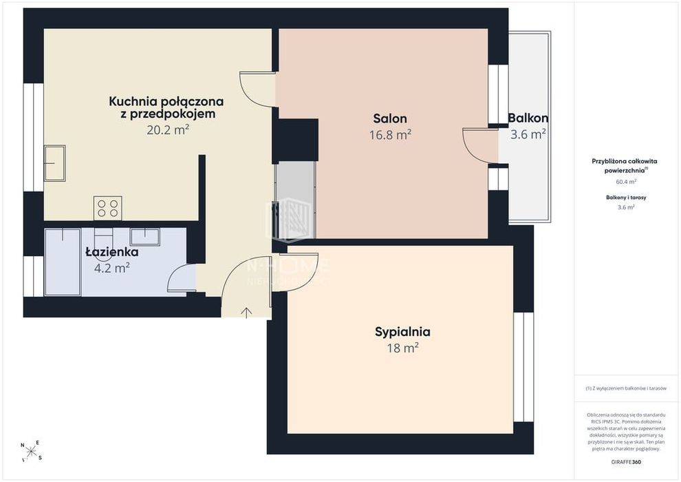 2 pokoje | 60 m2 | Krzywoustego| Balkon | Piwnica