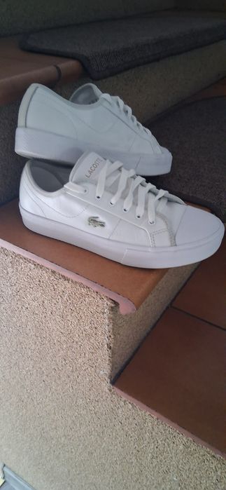 LACOSTE ZIANE Grand Plus 39,5 białe skóra natur sneakersy na platformi