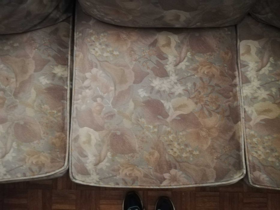 Sofá de 3 lugares e 2 sofás individuais de veludo floral