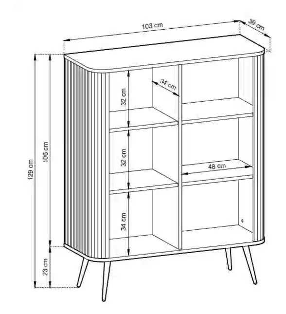 Komoda Kaszmir ze złotymi nogami Wysoka Ryflowana Nole K103