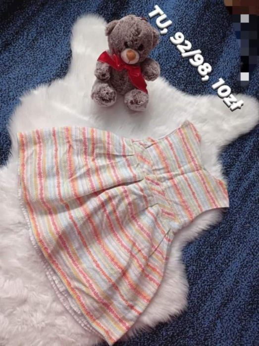 Sukienka 92 98 bez rękawów szlaczki elegancka wizytowa wesele impreza