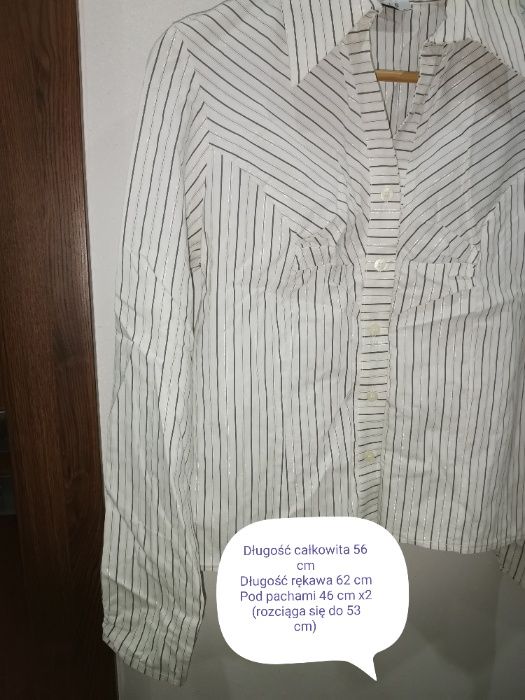 Koszula paski biała 42 XL V & BIS guziki
