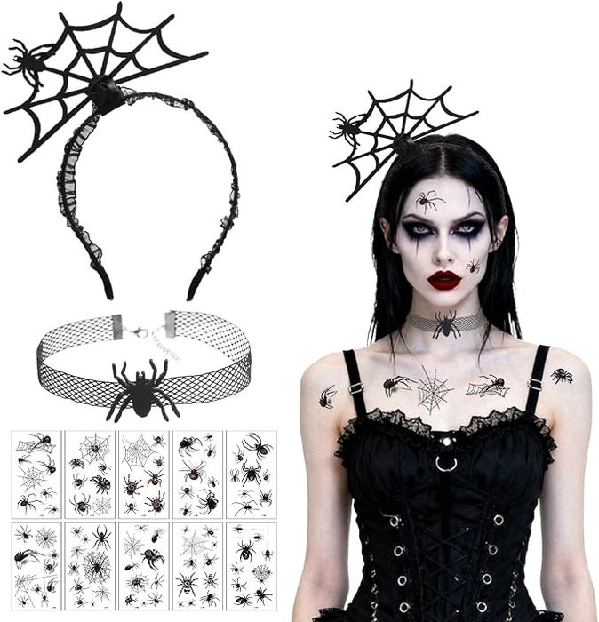 Strój kostium przebranie Halloween Karnawał Damski Opaska na głowę Tatuaże 9243
