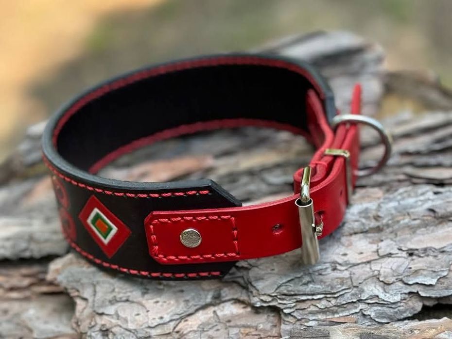 Шкіряний нашийник для собак ручної роботи!