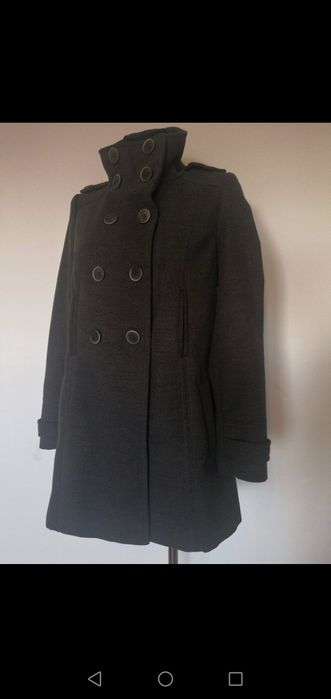Płaszcz jesionka Zara 38 M stojka szary dwurzędowy