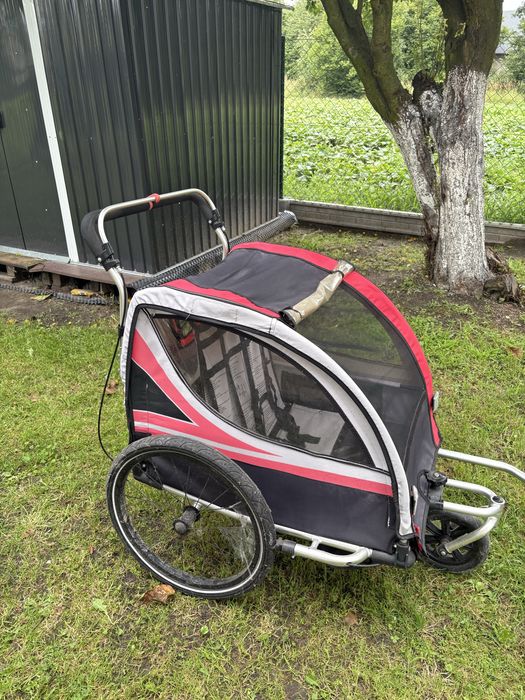 Riksza / przyczepka rowerowa dla 2 dzieci – kompletna