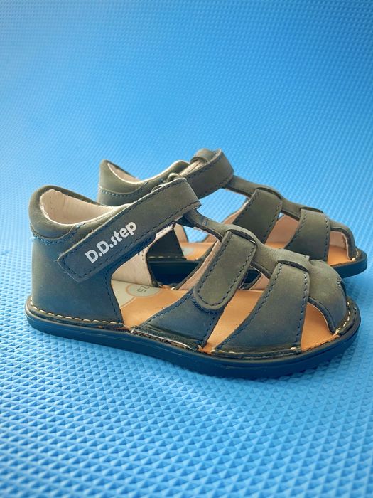 Шкіряні сандалії d.d.step barefoot (темно-сині), 25 розмір