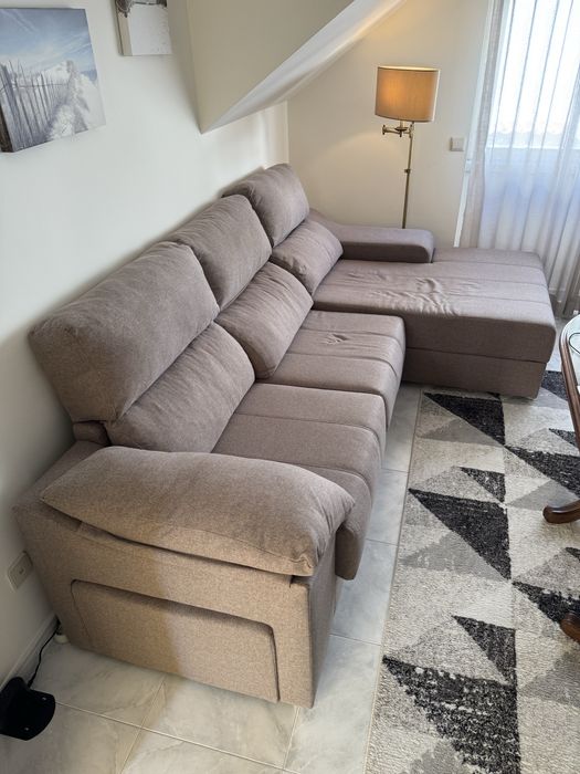 Sofá c/ chaise longue Bege