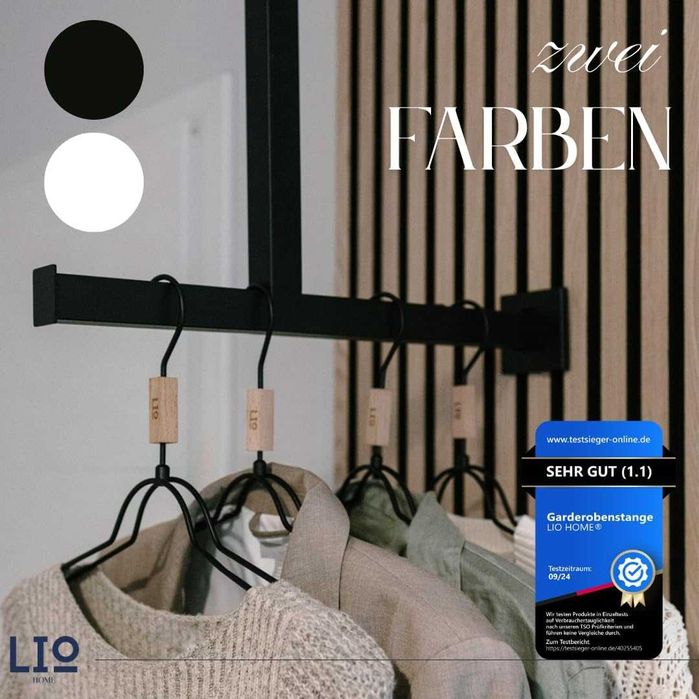 Cabideiro de Parede e Teto em Metal Preto | Guarda-Roupa Suspenso Ajustável 60–90 cm Altura / 50–65 cm Largura