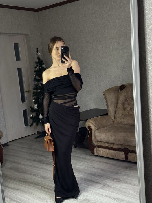 Сукня жіноча святкова дуже розкішна розмір s вставки еластична сітка