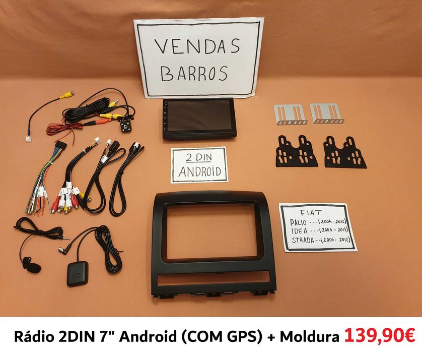 (NOVO) Rádio 2DIN • FIAT • Idea • Croma • Strada • Android GPS 4+32GB