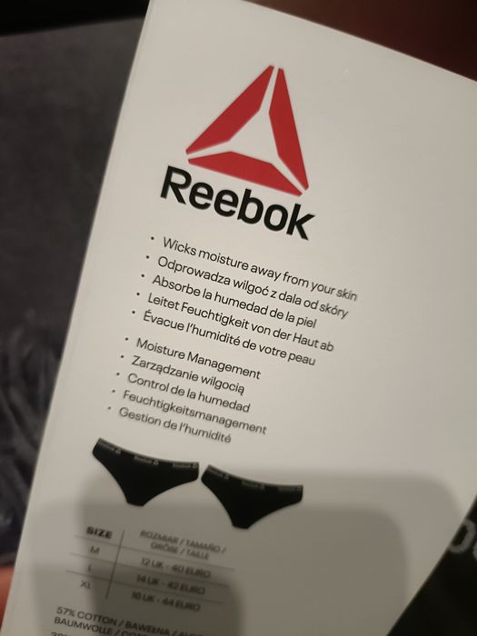 2pak sportowych majtek Reebok czarne szeroka guma napisy r.xl