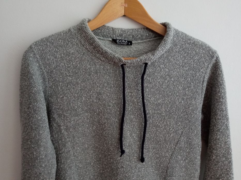 Szara bluza ze ściągaczem, 2 kieszenie, rozmiar S