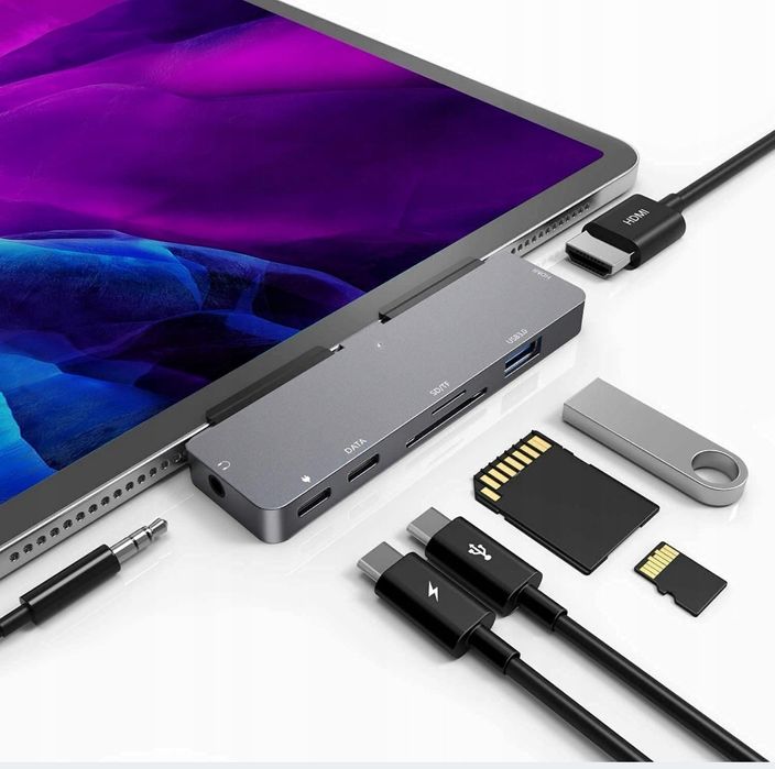 IPAD PRO HUB 7w1 USB-C USB 3.0 SD/TF PD port premium