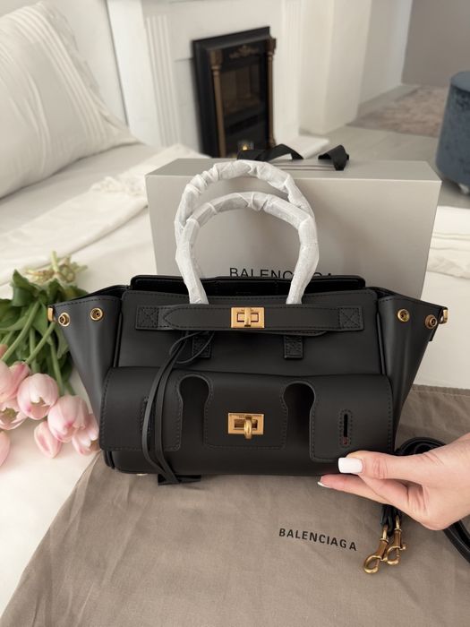 Сумка Balenciaga bel air Black шкіра | золота та срібна фурнітура